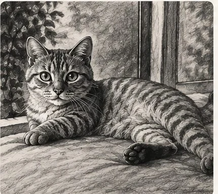 Charcoal portrait in window light