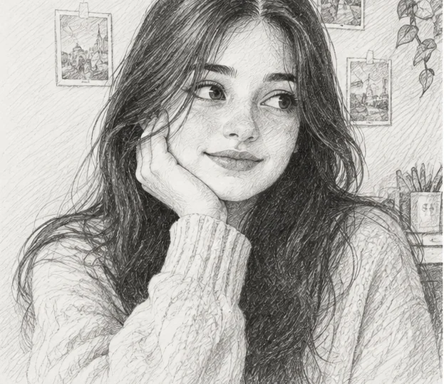 Pencil portrait made from a photograph