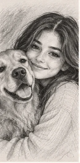 Pencil dog portrait from a photograph
