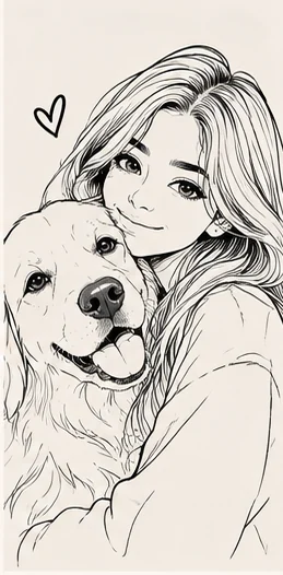 Line art dog portrait
