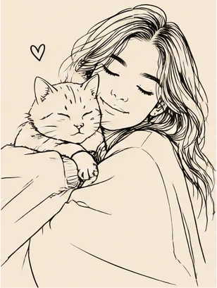 Line art cat portrait