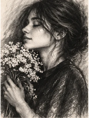 Charcoal memorial portrait