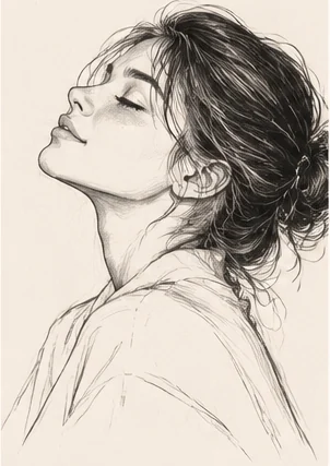 Quiet pencil profile portrait